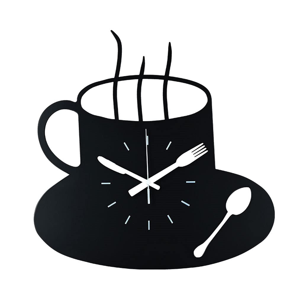 Nordic Coffee Mug Wall Clock - Silent Non-Ticking Decorative Clock for Kitchen, Living Room, Bathroom & Bedroom - Scandinavian Home Decor - Perfect for Coffee Lovers & Cozy Spaces (Large Size)