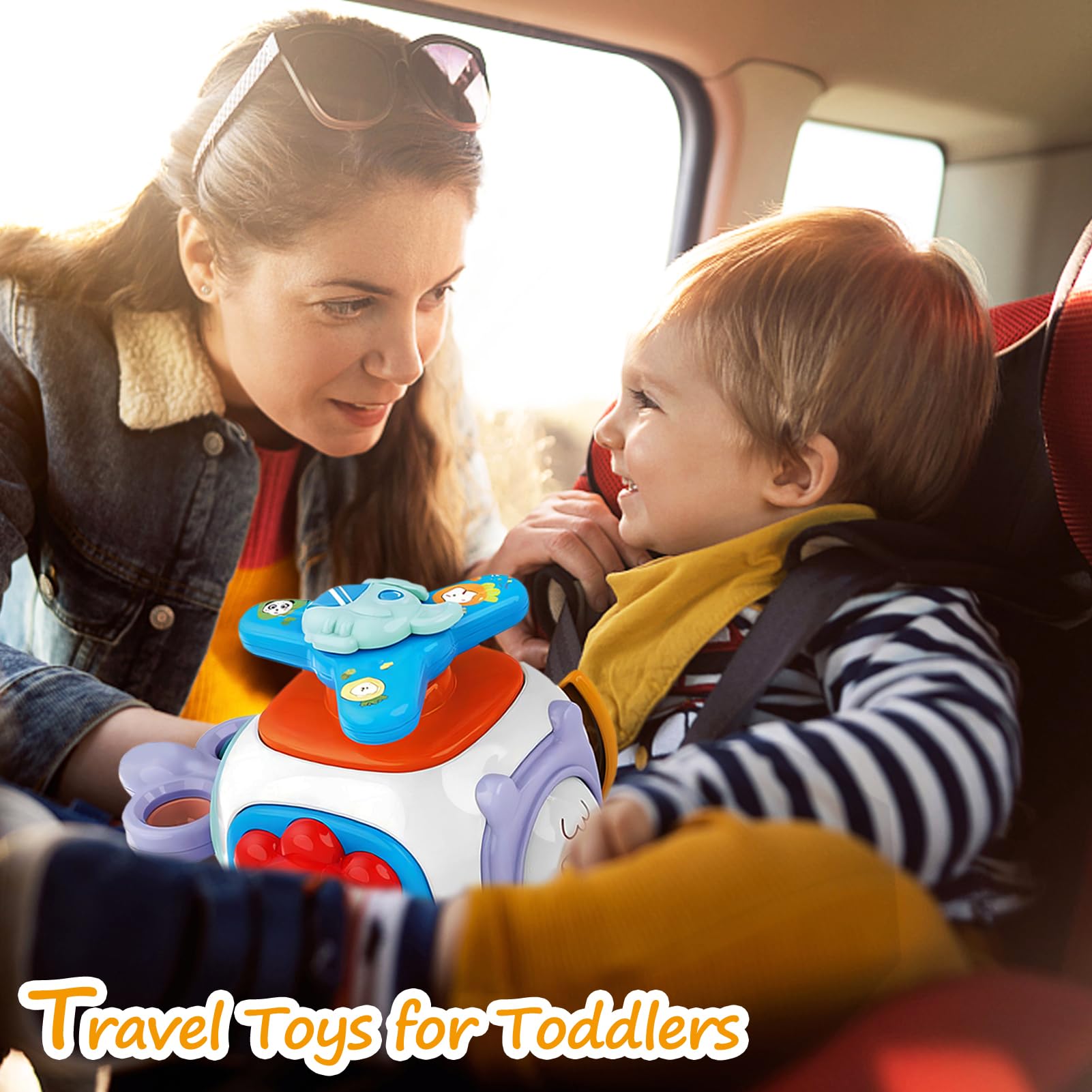 Montessori Toys for 1-3 Year Olds - Sensory Busy Board Cube with Travel Activities | Educational Toddler Toys for 6-24 Months | Perfect for Airplane & Car Travel, Early Learning & Interactive Play