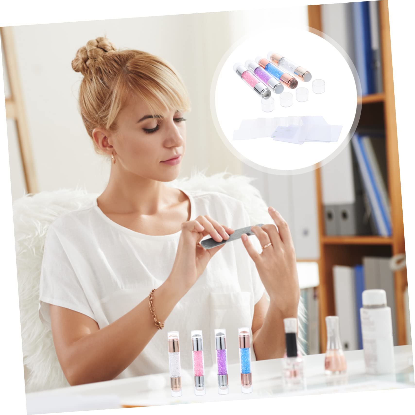 FOMIYES Double-End Nail Art Stamper Set - Professional Nail Stamping Kit for Gel Polish & Manicure Decor - Perfect for DIY Nail Art at Home & Salon Use