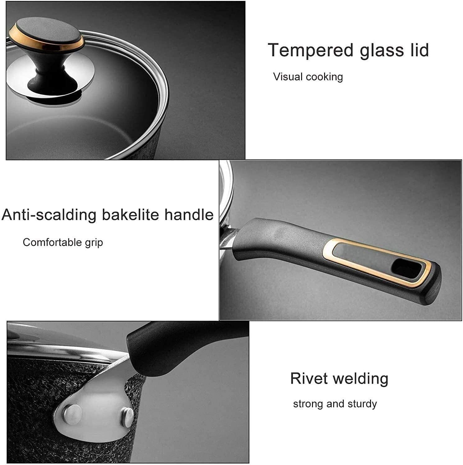 Non-Stick Wok Pan - Multi-Functional Milk Pot, Soup Pot with Lid - Induction & Open Fire Compatible - Universal Cooking Pot for Stir-Fry, Boiling, Steaming (Color: Pot)