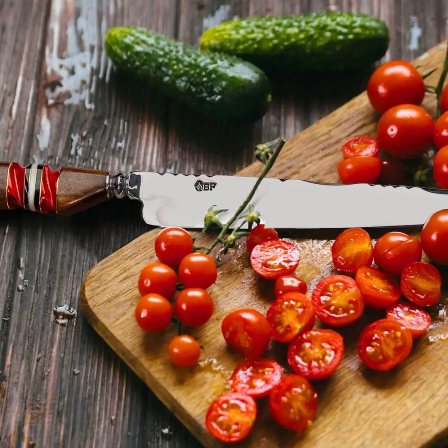Premium 10-inch Stainless Steel Kitchen Knife - Blue Polished Blade for Professional Chefs & Home Cooking | Perfect for Slicing, Dicing & Meat Cutting