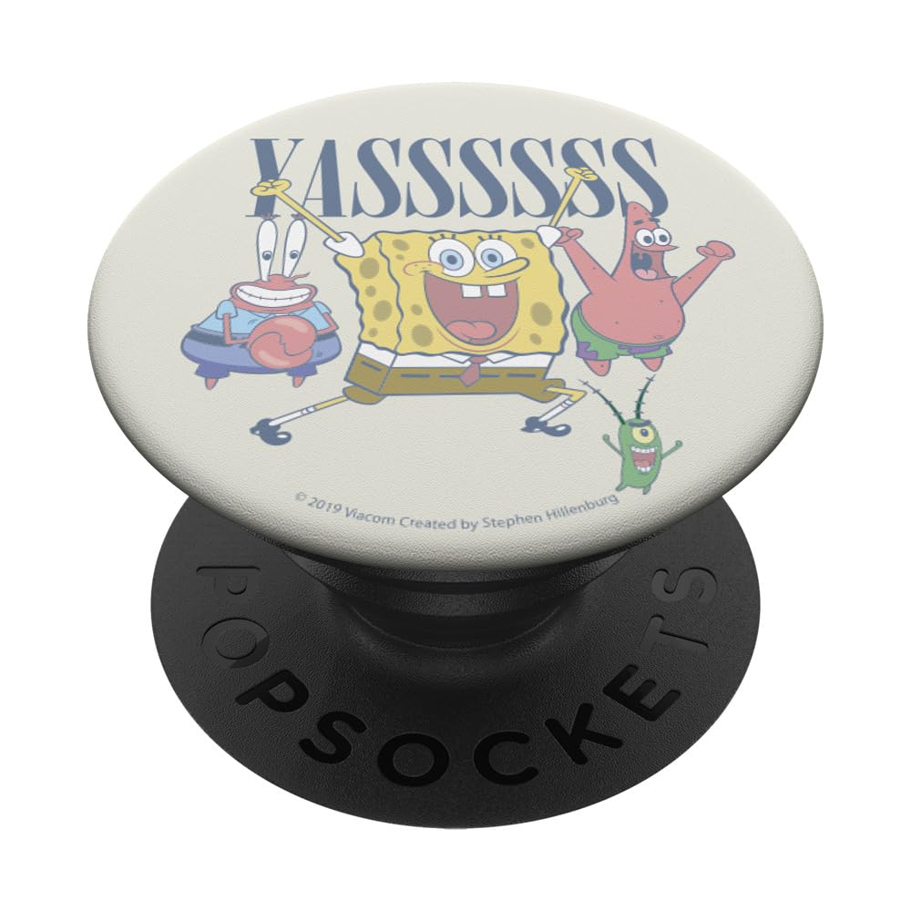 SpongeBob SquarePants Yassss Group Shot PopSocket - Standard PopGrip Phone Grip & Stand for iPhone, Samsung, Smartphones - Perfect for Selfies, Gaming, and Daily Use