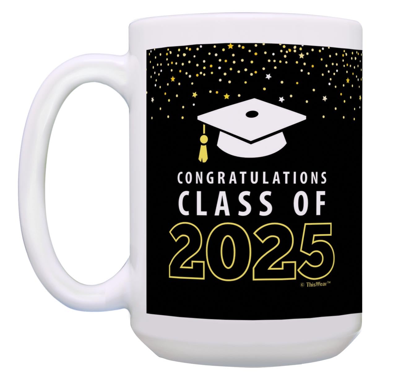 2025 Graduation Coffee Mug - 15oz Ceramic Mug with Handle for Grad Party Favors | Congratulations Class of 2025 Gift | Perfect for Coffee, Tea & Hot Drinks at Graduation Celebrations