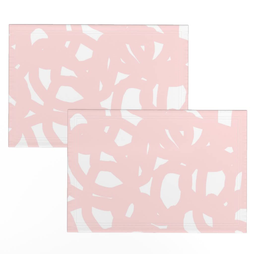 Premium Linen Cotton Canvas Placemats Set of 2 - Glam Pink Abstract Print Table Mats for Dining, Kitchen Decor & Party Settings | Washable & Durable Tableware Accessories