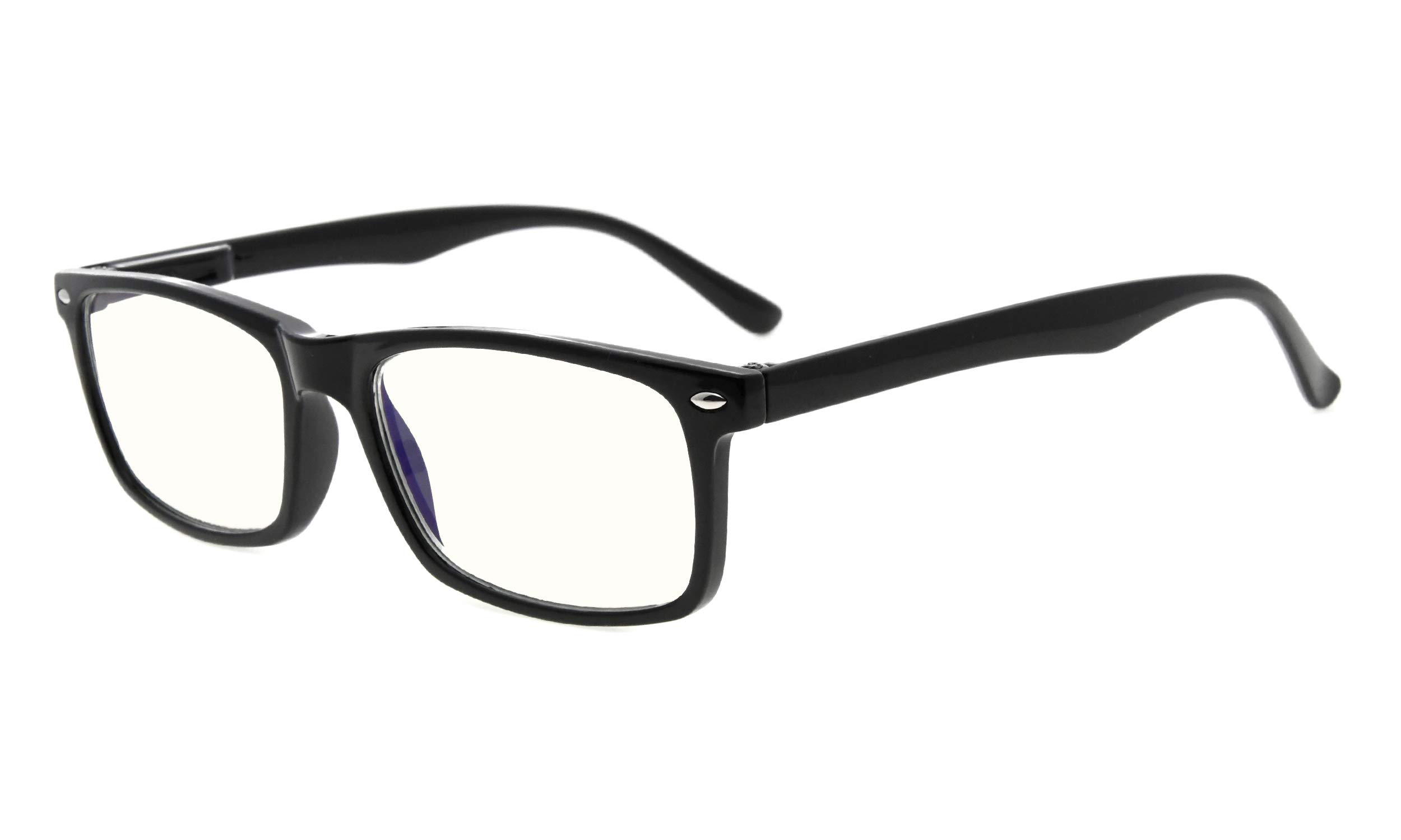 Blue Light Blocking Computer Reading Glasses for Men & Women - Anti-Eye Strain Glasses for Office Work, Gaming & Screen Time (Black)