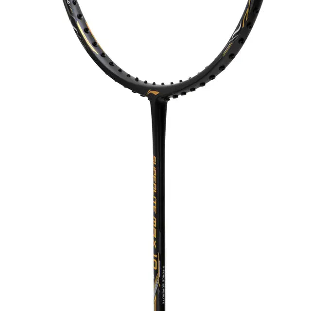 Li Ning G Force Superlite Max 10 Badminton Racket - Prestrung with High Tension, Lightweight Carbon Fiber Shaft (Black/Gold/White) | Professional Tournament Grade | Perfect for Competitive Play & Training Sessions