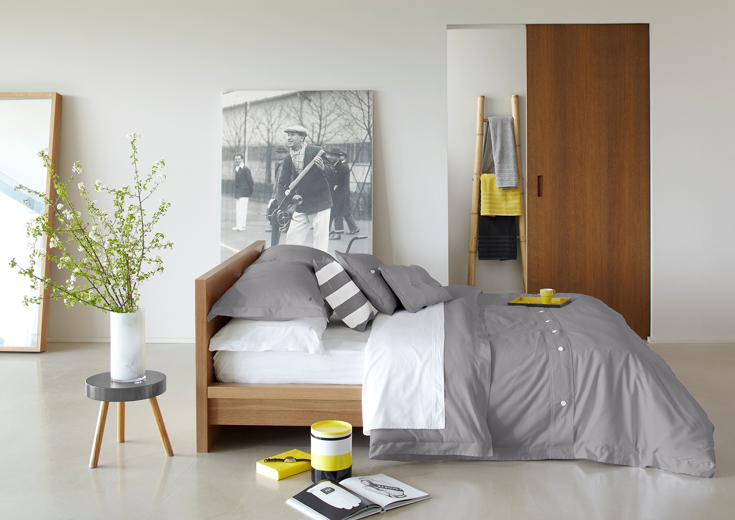 Lacoste Brushed Twill Duvet Cover Set - Twin/Twin XL Size - Silver Sconce Color - Soft & Luxurious Bedding for Cozy Bedrooms & Guest Rooms