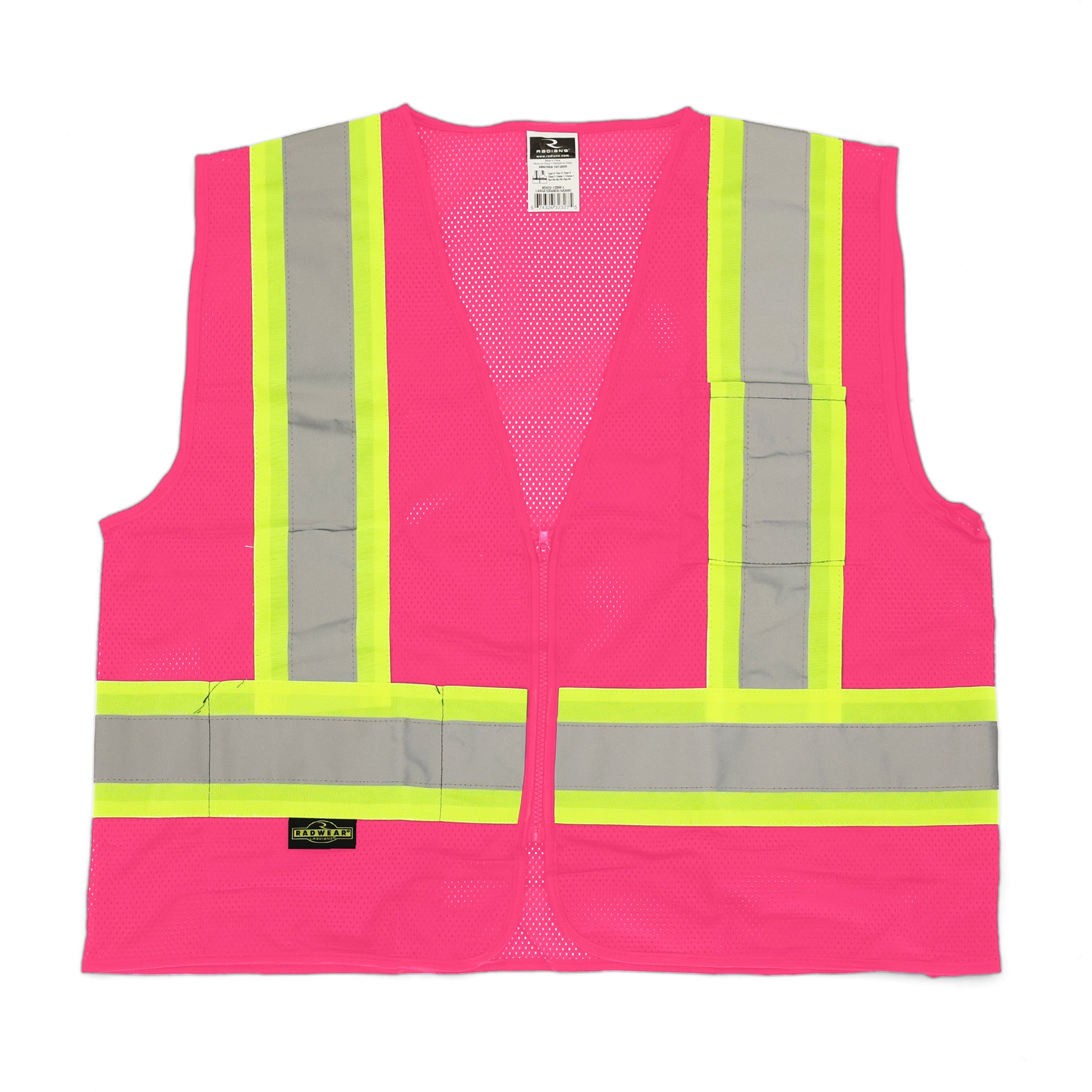 High Visibility Pink Safety Vest with Zipper - Reflective Work Vest for Construction, Road Workers & Outdoor Activities - ANSI Certified (1 Pack)