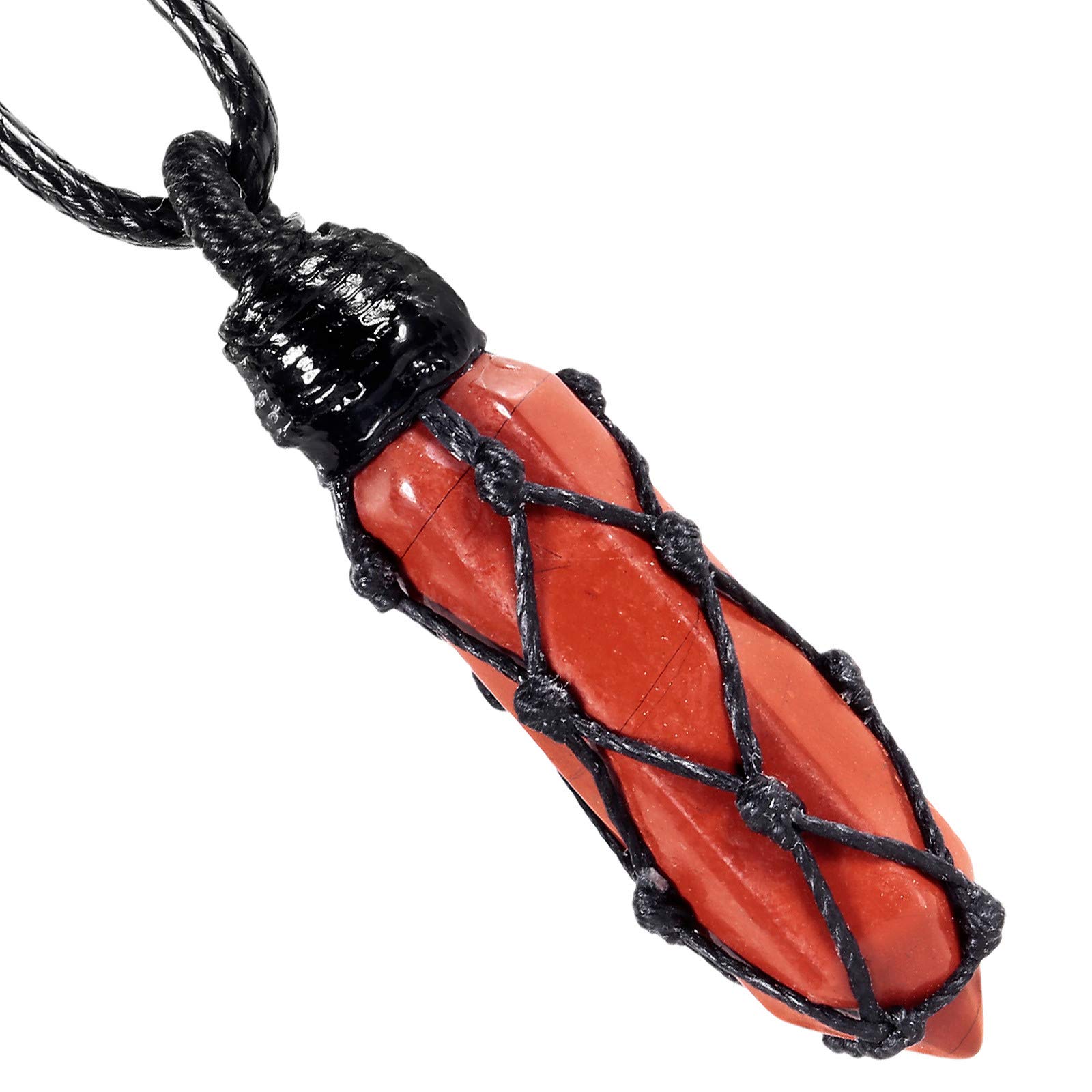 Hexagonal Crystal Points Pendant Necklace for Men & Women - Adjustable Cord with Wrapped Stone Wand - Perfect for Meditation, Yoga, Energy Healing & Spiritual Gifts