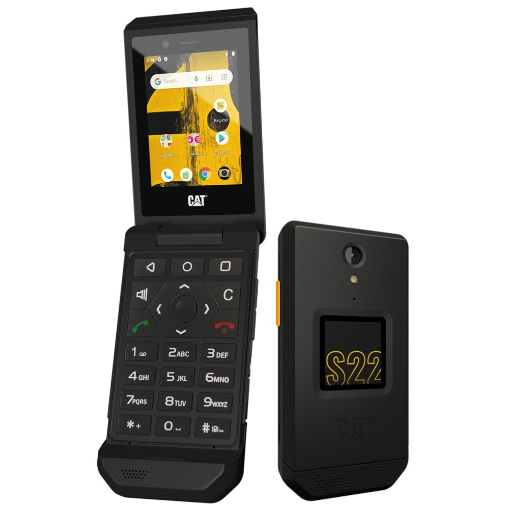 CAT S22 Flip Phone (16GB, 2GB RAM) Unlocked 4G LTE GSM Smartphone for T-Mobile - Rugged Black Flip Phone for Outdoor, Construction & Emergency Use