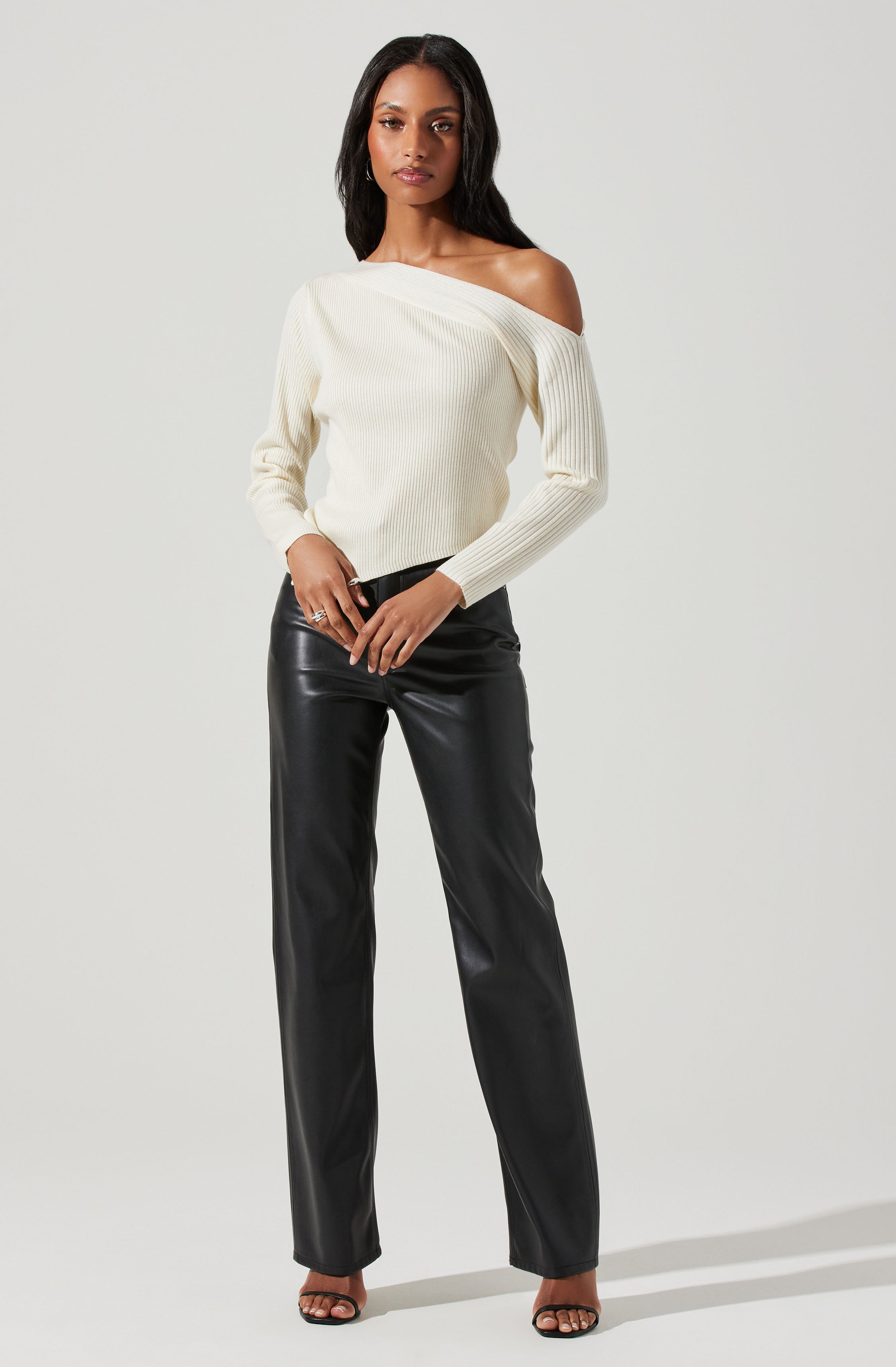 Aldari Off Shoulder Ribbed Sweater for Women - Soft Knit Pullover Top for Casual Wear & Date Nights | Fall Winter Fashion Essential