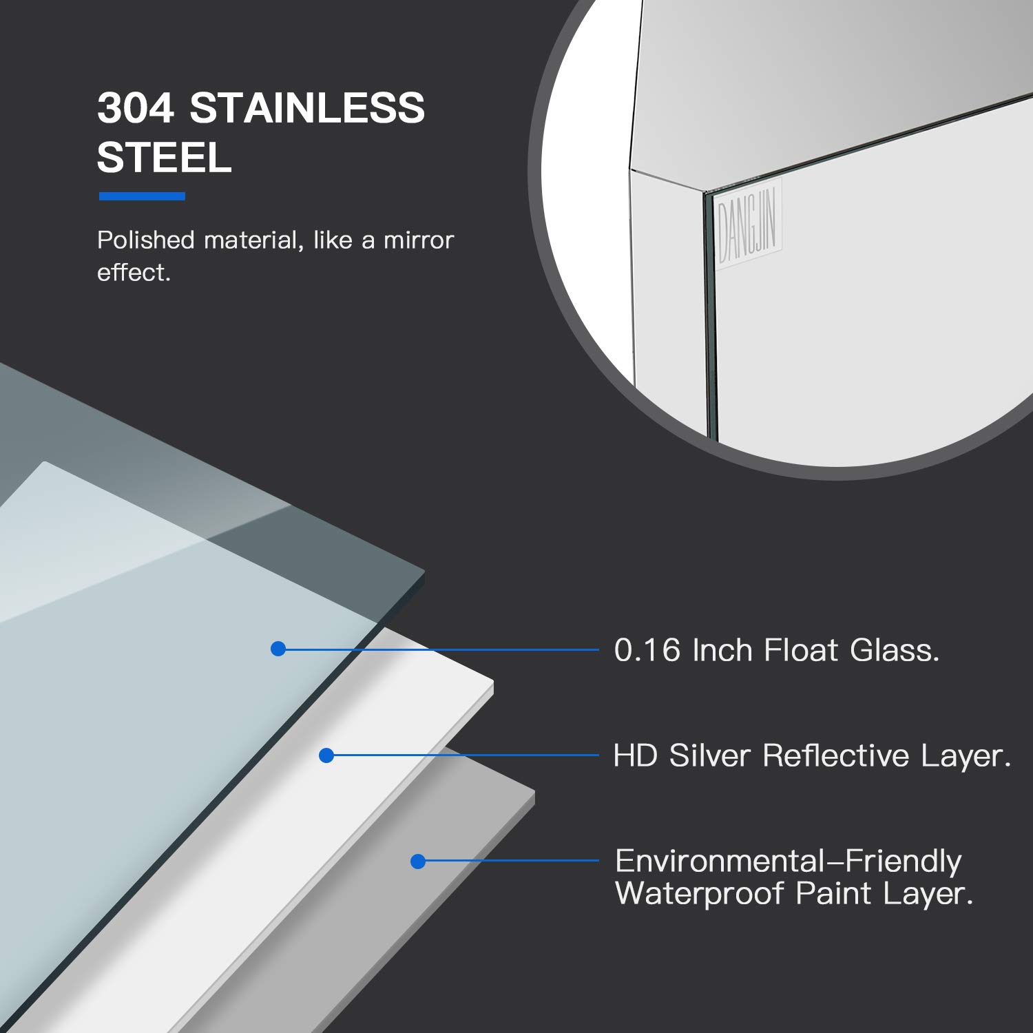 24 Inch Wall Mount Corner Medicine Cabinet with Mirror - Polished Stainless Steel Bathroom Storage with 3 Shelves & Left Opening Mirror Door | Perfect for Small Bathrooms, Powder Rooms & Vanity Areas
