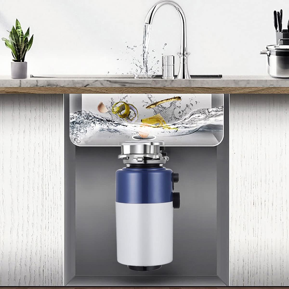 560W Black Kitchen Garbage Disposal - Food Waste Grinder & Recycling Container for Eco-Friendly Home (Perfect for Small Kitchens & Sustainable Living)