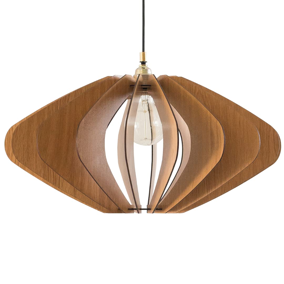 ELEIPSE Wood Pendant Light - Mid Century Modern Chandelier with Natural Wood Finish | Hanging Lamp for Dining Room, Kitchen Island, Living Room & Bedroom | Modern Light Fixture for Home Decor