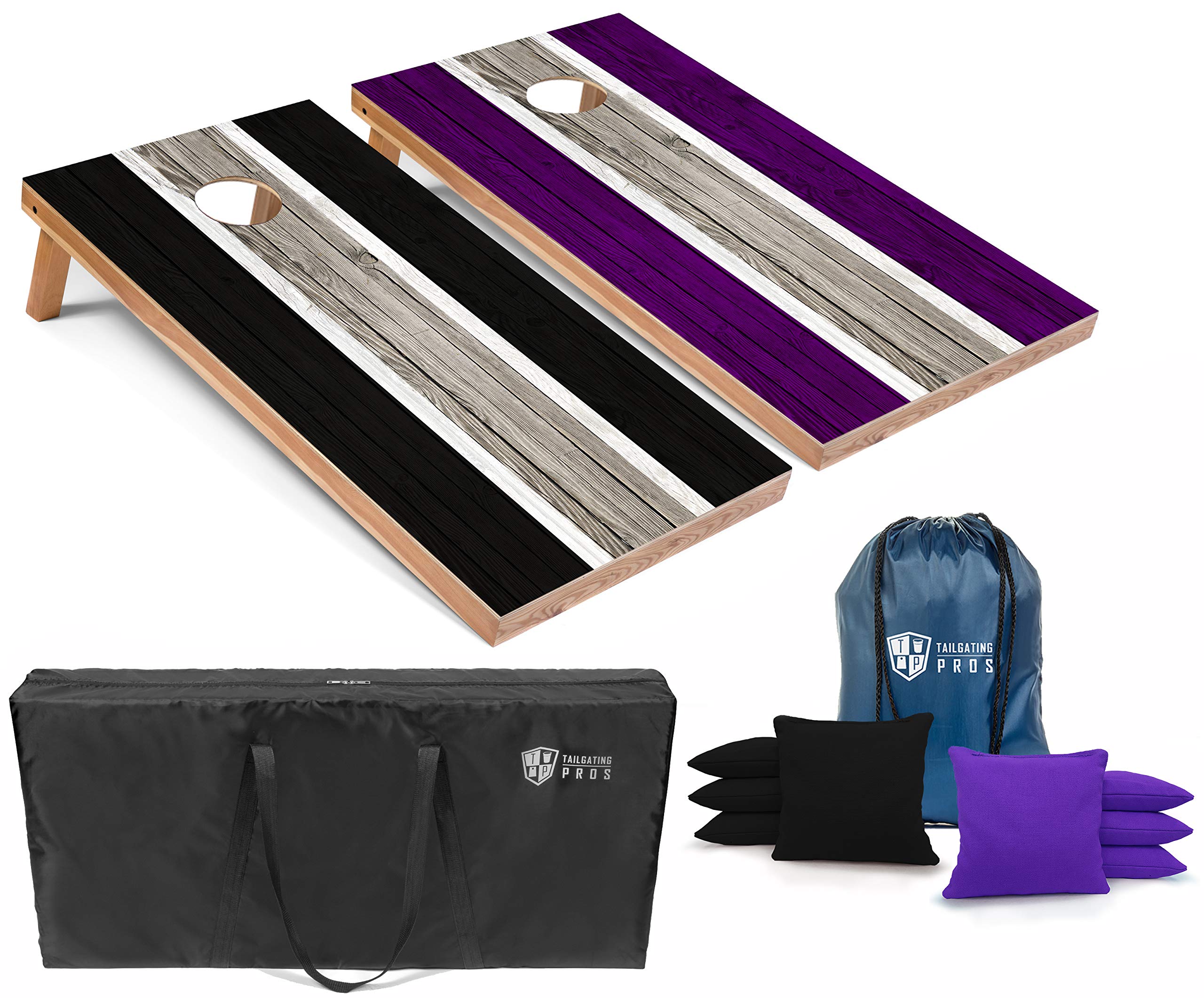 Premium LED Cornhole Board Set with Lightweight 4'x2' Regulation Boards, Ring Lights, 8 Bean Bags & Carrying Case - Perfect for Tailgating, Backyard Parties, and Outdoor Games