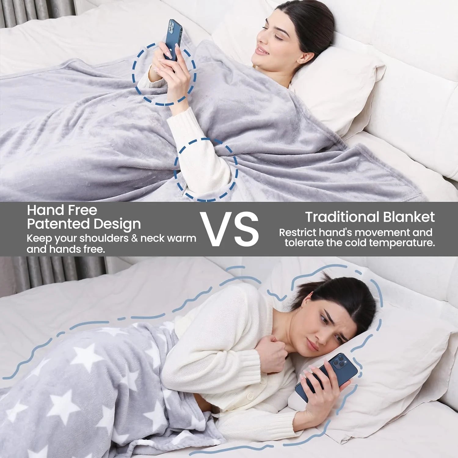 Elegear Wearable Blanket for Adults - Soft Flannel Throw Blanket with Pockets, Hands-Free Cozy Wrap (80