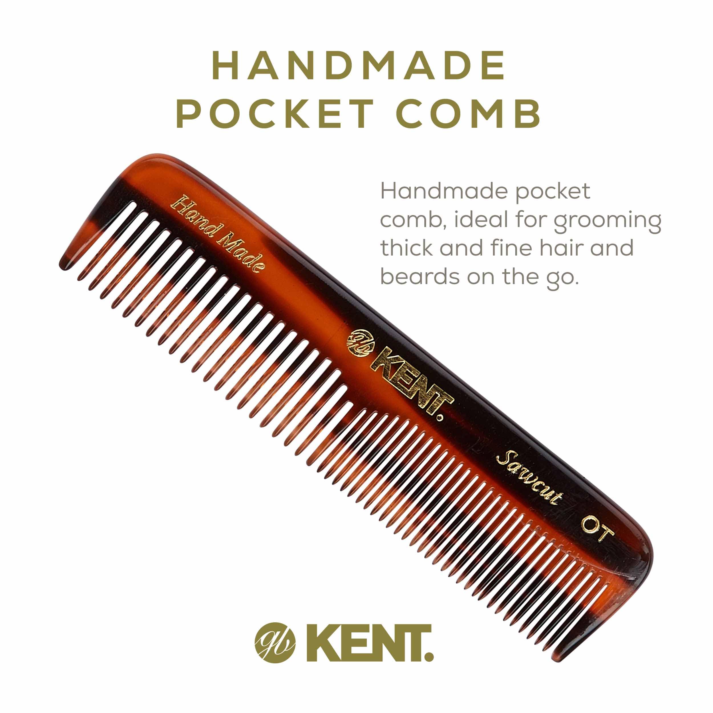 Kent NU19 Premium Hair & Beard Care Gift Set - Handmade in England | Includes OT Fine Tooth & Wide Tooth Combs for Men, Women & Kids | Travel-Friendly Leather Pouch & Stainless Steel Nail File | Perfect for Grooming, Travel & Daily Use