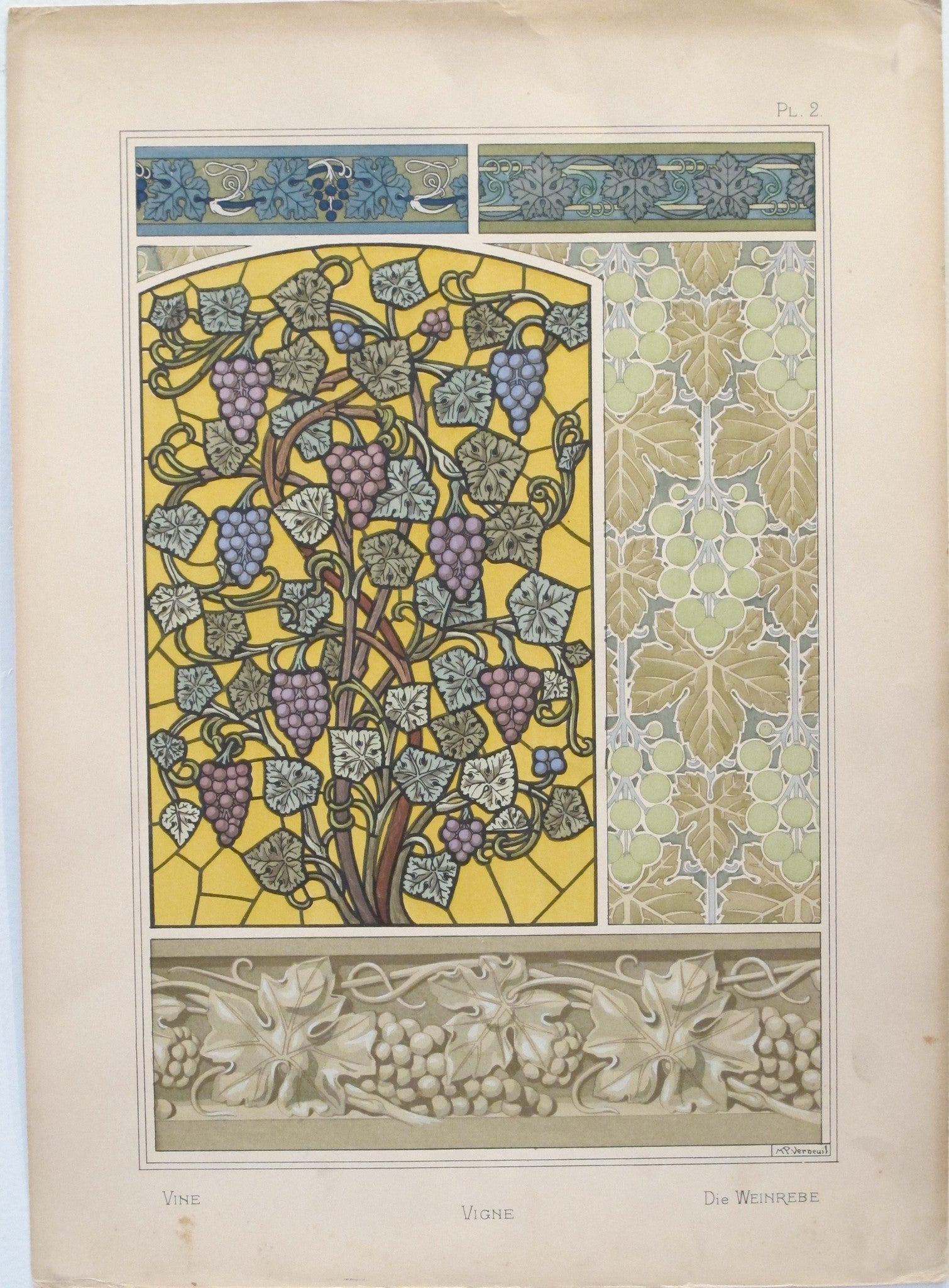 Antique 1896 French Decorator Pochoir with Vine Design - Vintage Stencil for Home Decor, Scrapbooking & Art Projects