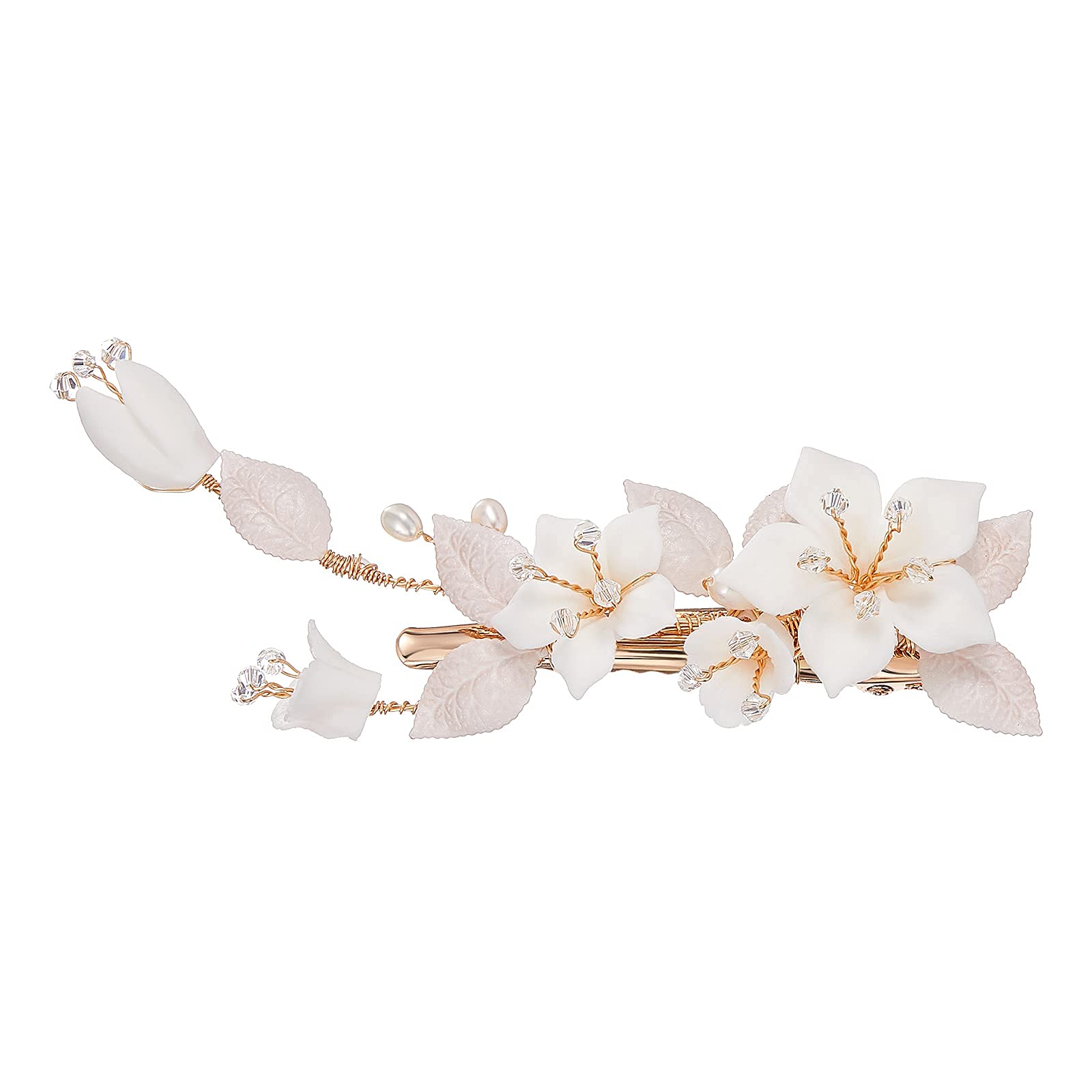 AW BRIDAL Gold Flower Hair Clip for Wedding - Elegant Bridal Hair Comb Barrette, Women's Wedding Hair Accessories for Brides, Bridesmaids, and Girls - Perfect for Weddings, Prom, and Formal Events