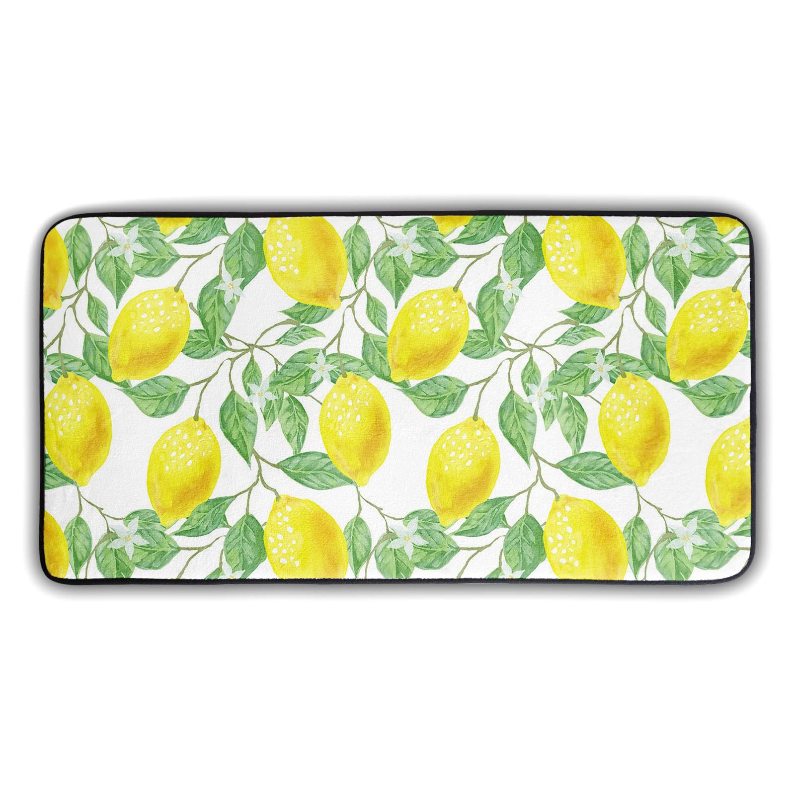 Non-Slip Anti-Fatigue Kitchen Rug - Floral Lemon Design Washable Standing Mat (39