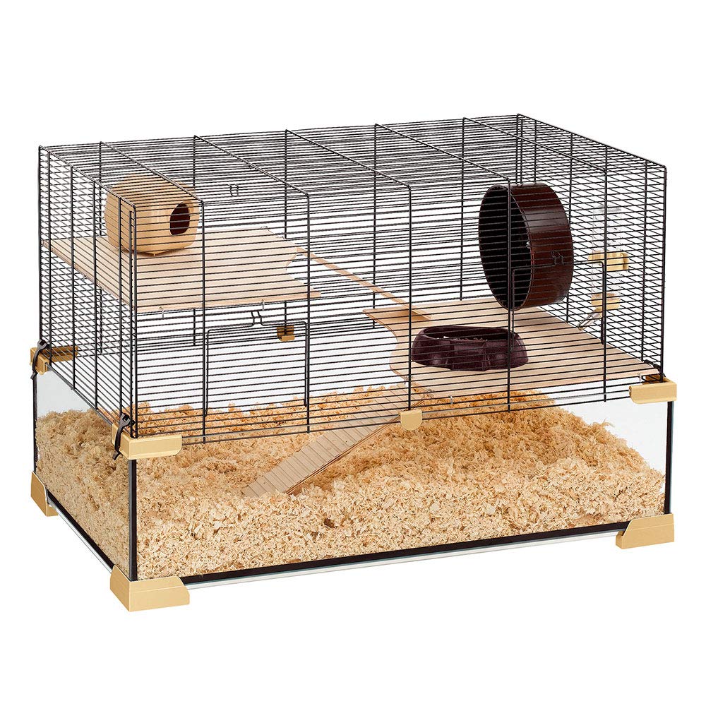 Ferplast Karat 80 Hamster Cage 31 x 18 x 21 Inches - Spacious Black Mouse Habitat with Durable Metal Bars & Deep Base - Perfect for Hamsters, Mice, Gerbils & Small Pets - Ideal for Home, Classroom or Office Use
