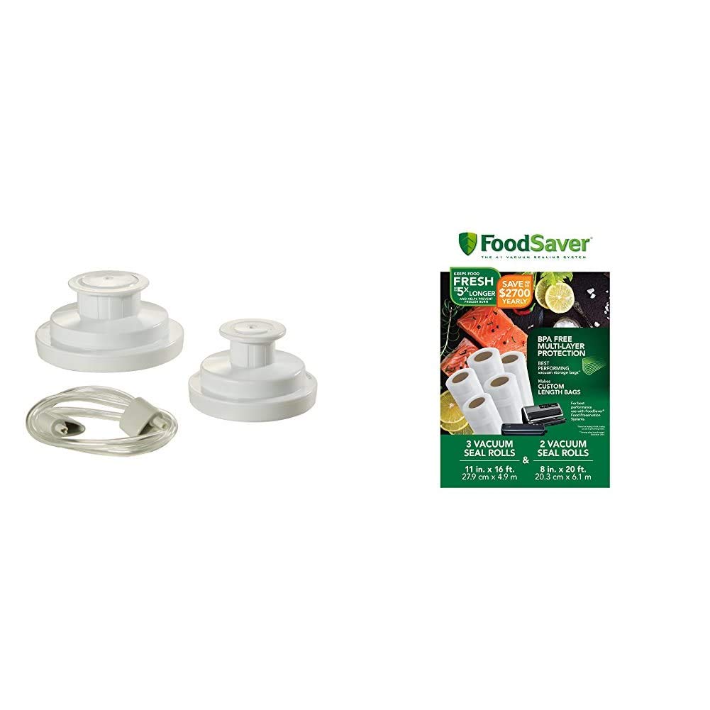 FoodSaver Vacuum Sealer Kit - Plastic Jar Sealer & Airtight Storage Bags for Freshness | Perfect for Meal Prep, Sous Vide & Long-Term Food Preservation