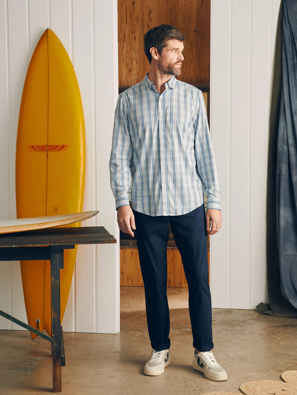 FAHERTY Long Sleeve Solid Movement Shirt for Men - Comfortable Casual Wear for Outdoor Activities and Travel