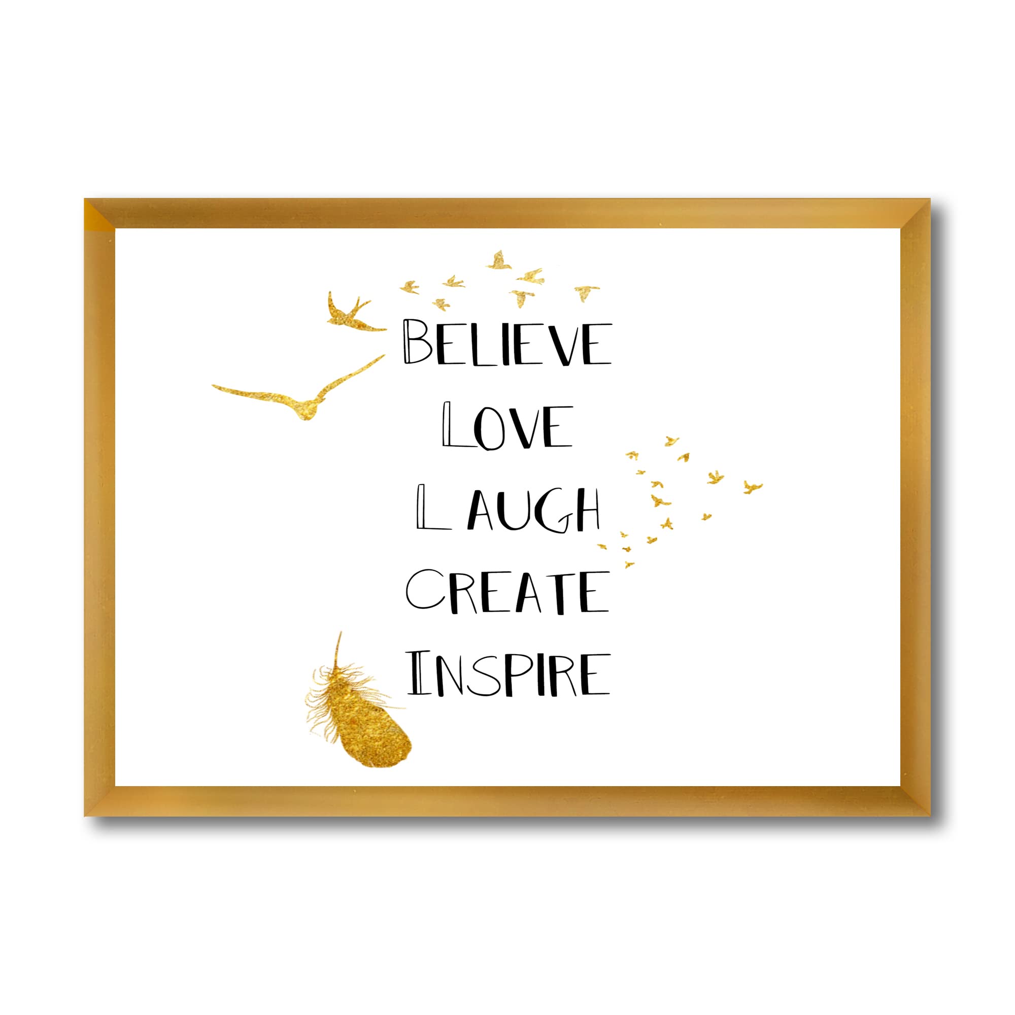 Inspirational Quote Framed Wall Art - White & Gold Traditional Design for Home & Office Decor | Motivational Gift Idea for Housewarming, Birthday, Christmas