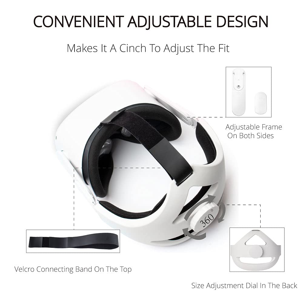 Adjustable Head Strap for Oculus Quest 2 VR Headset - Replacement Elite Strap for Enhanced Comfort & Support - Perfect for Gaming, VR Fitness & Extended Play Sessions