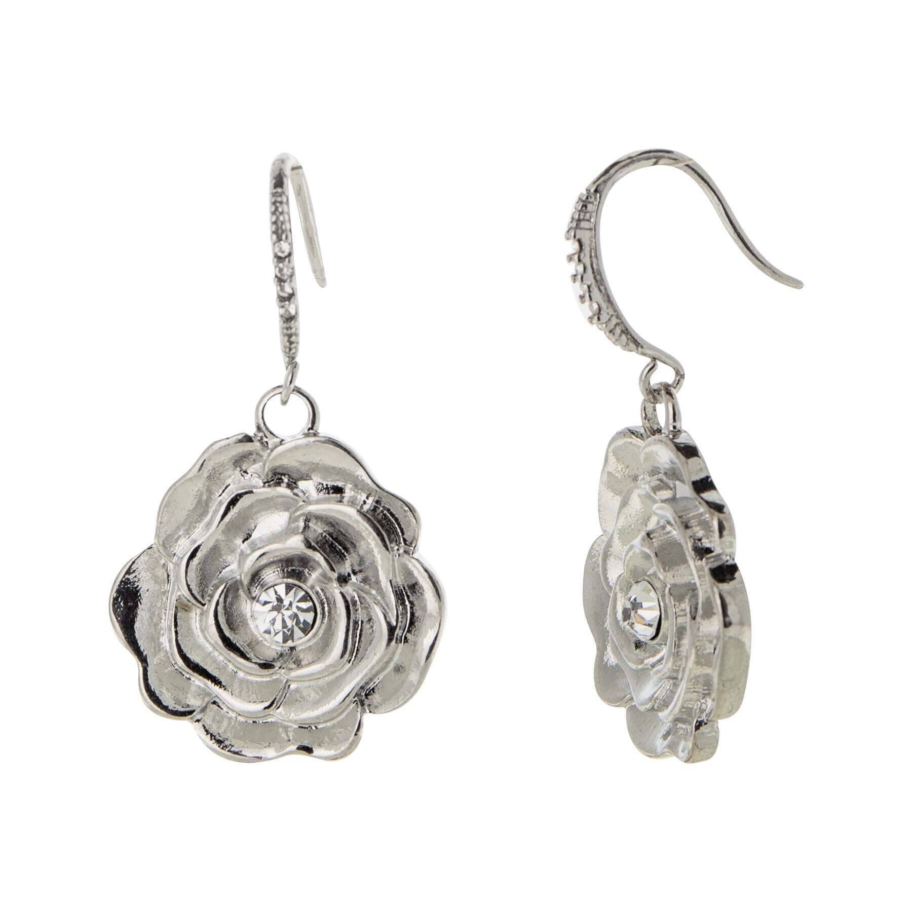 1928 Vintage Crystal Flower Drop Earrings for Women - Elegant Dangle Earrings for Wedding, Party & Special Occasions
