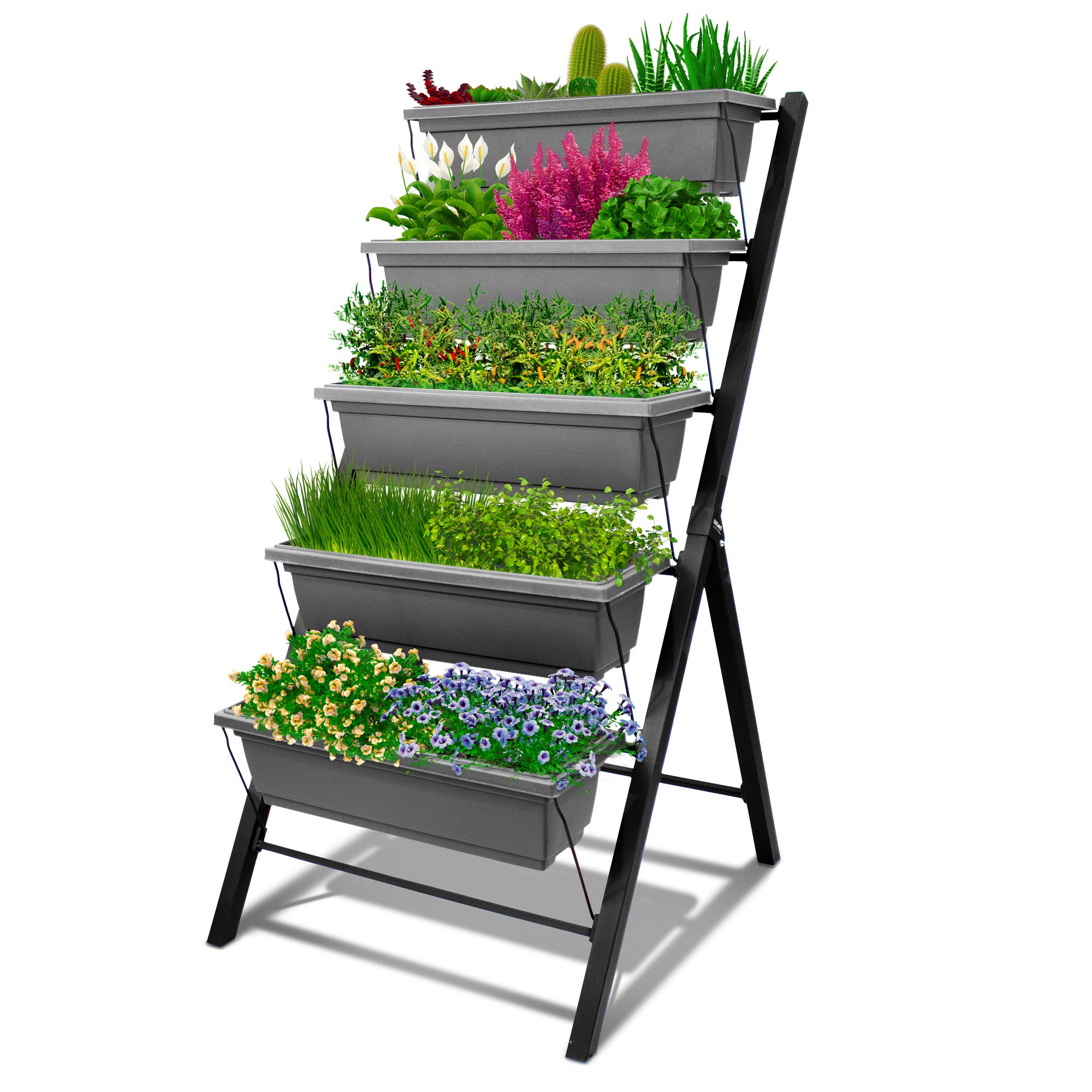 5-Tier 4Ft Vertical Raised Garden Bed - Food Safe Planter Box for Herbs, Vegetables & Flowers | Indoor & Outdoor Gardening Solution for Patio, Balcony, Greenhouse & Backyard