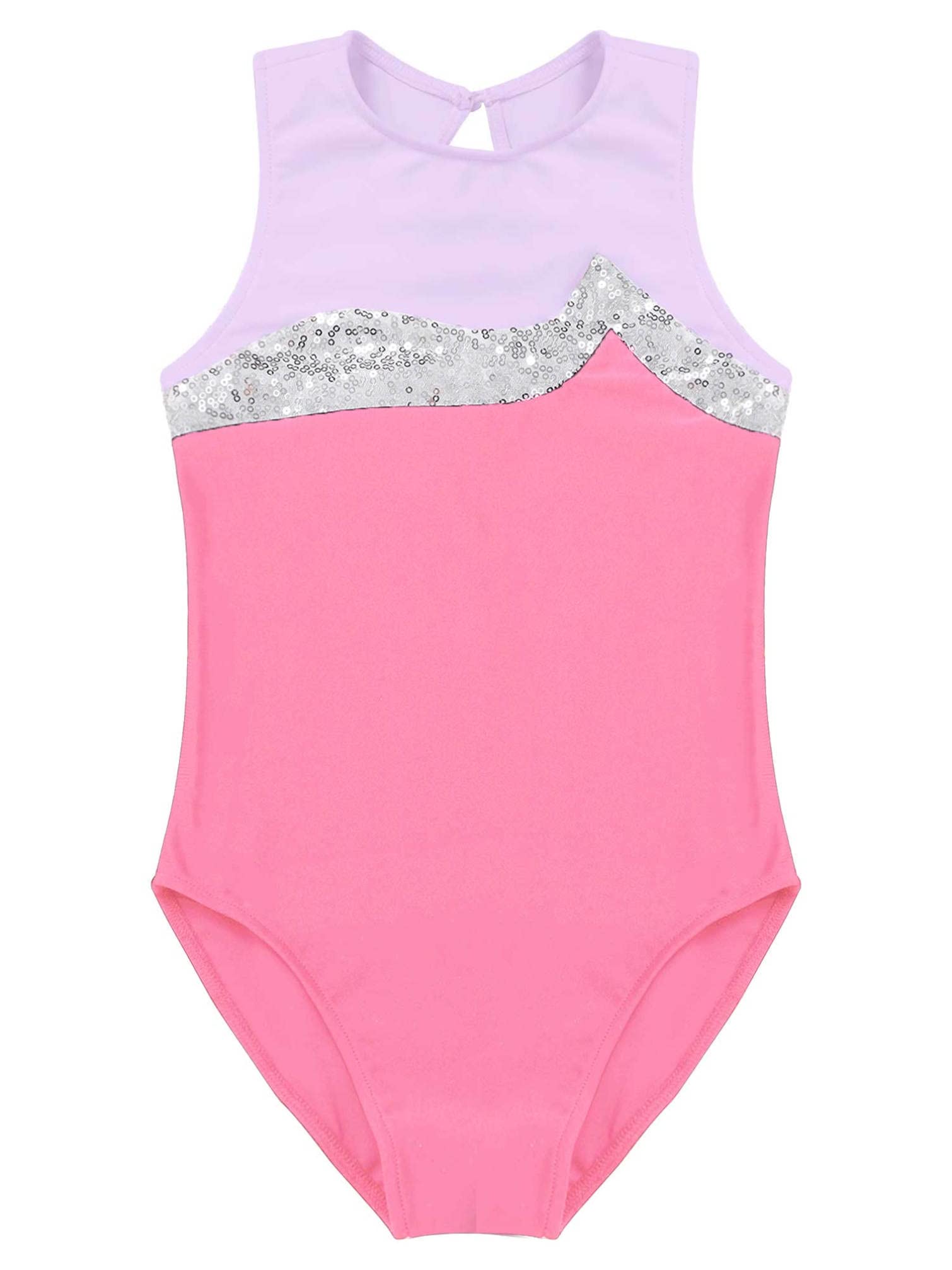 Girls Sleeveless Gymnastics Leotard - Ballet Dance Outfit with Pattern Print - Athletic One-Piece Bodysuit for Gymnastics, Ballet & Dance Performance - Perfect for Recitals, Competitions & Practice