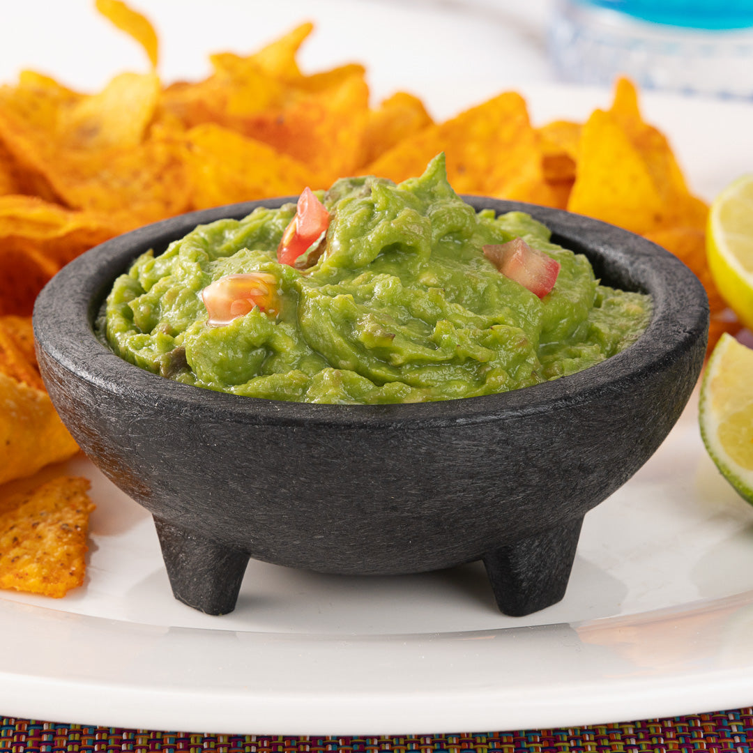 4 oz Black Thermal Plastic Molcajete Bowl - 4 x 4 x 1.5 Inches - Durable Mini Mortar & Pestle Set for Spices, Herbs, Guacamole - Perfect for Kitchen, Cooking, Mexican Cuisine & Party Serving (1 Count)