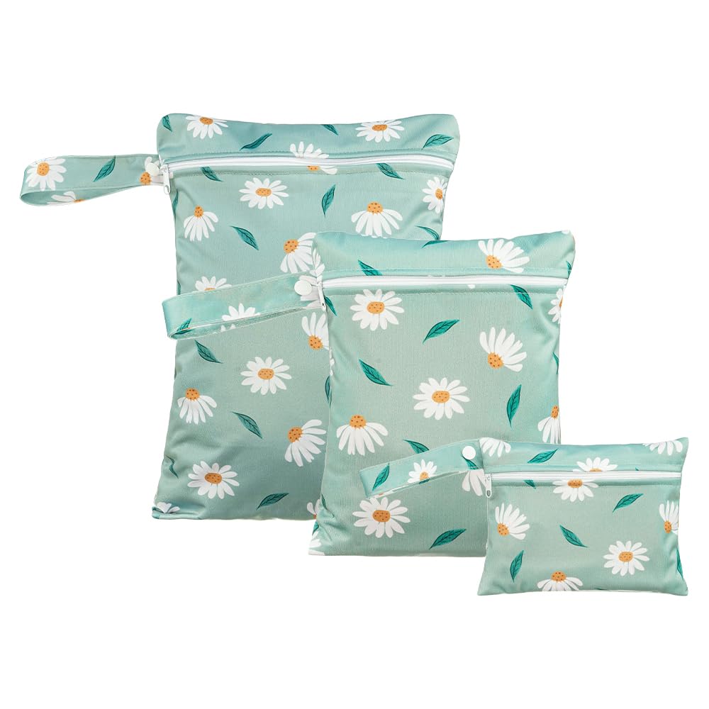 3-Pack Waterproof Wet Bags with Zipper - Reusable Washable Storage for Swimsuits, Clothes & Diapers - Ideal for Beach, Pool, Gym & Travel (EF643) - Perfect for Baby Care, Sports & Outdoor Activities