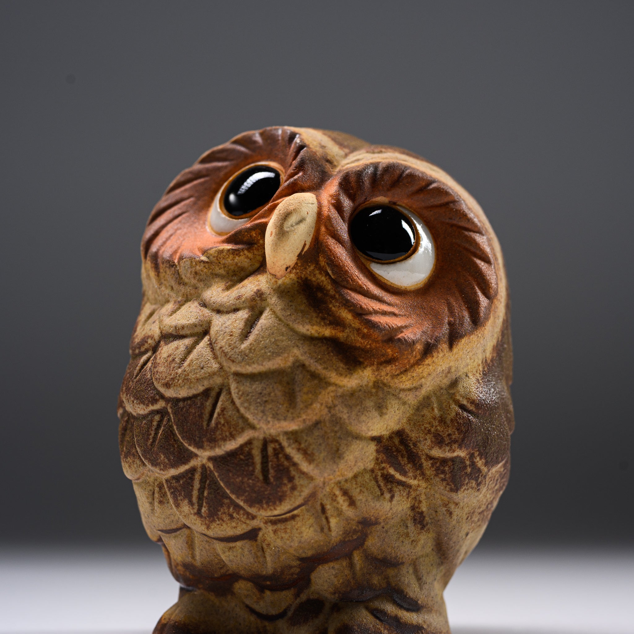 Authentic Shigaraki Ware Lucky Owl Ornament - 10cm Handcrafted Japanese Ceramic Home Decor for Good Fortune | Perfect for Shelf Display, Feng Shui Decor & Gift Giving