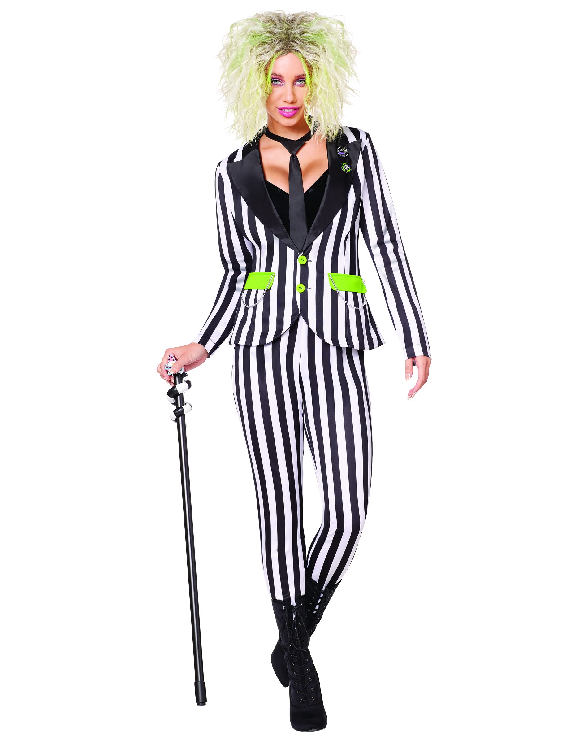 Beetlejuice Costume for Women - Official Spirit Halloween Adult Suit | Halloween Party, Cosplay & Movie Theme Outfit