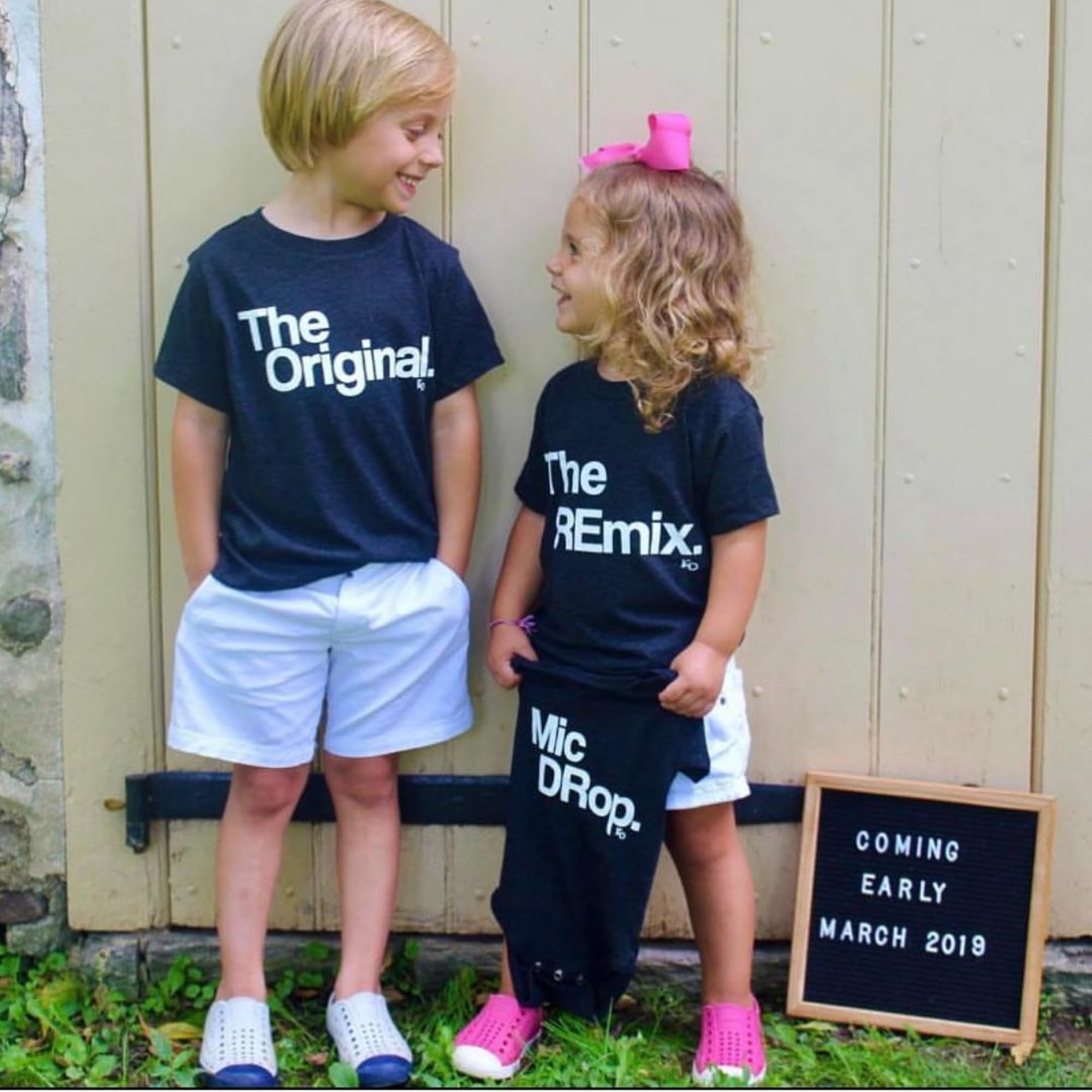 Pregnancy Announcement for Siblings - Big Brother Big Sister Reveal Shirt Set of 5 for Baby & Toddler - Gender Reveal Gift, Family Matching Outfits for Pregnancy Photos & Special Occasions