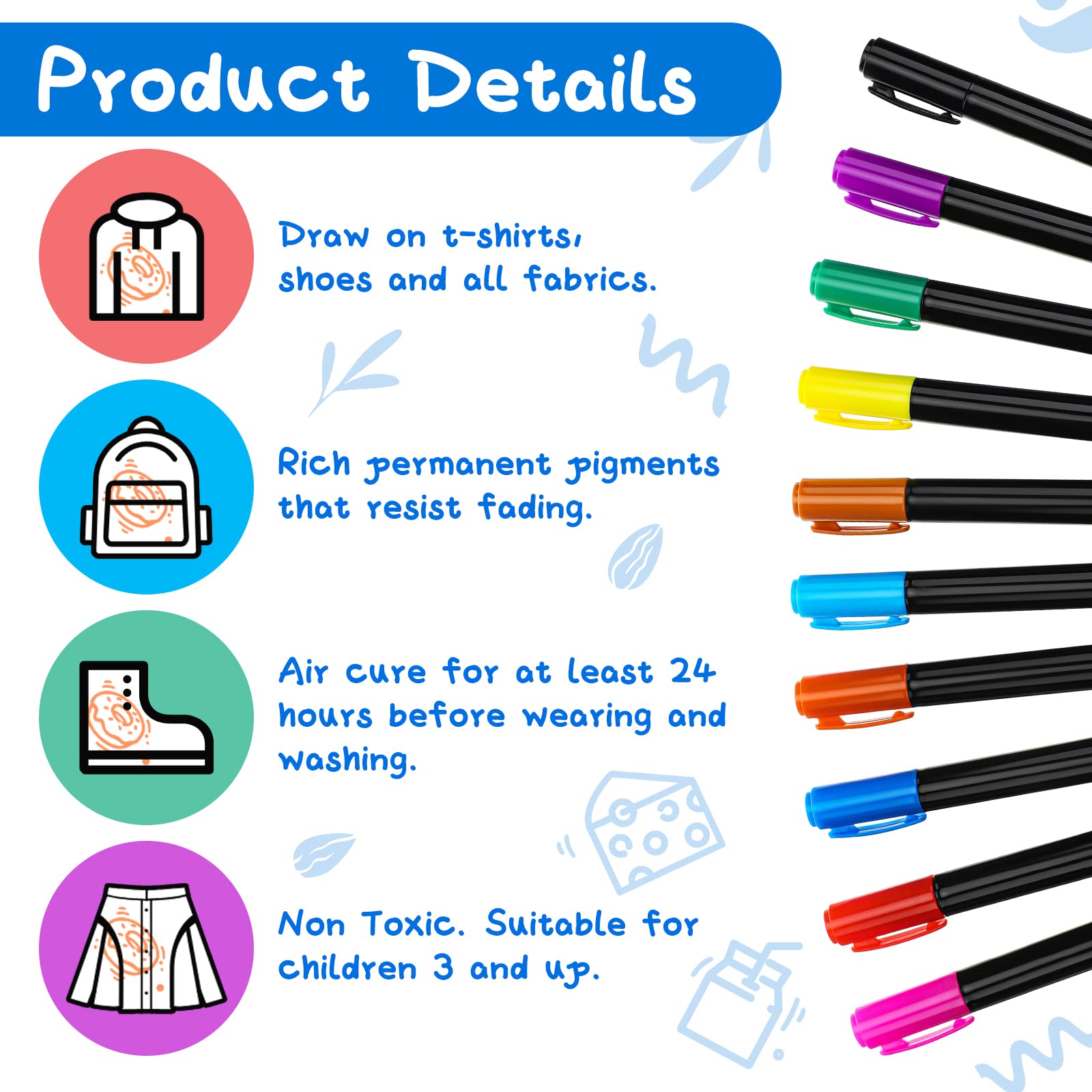 Jutom 38-Piece DIY Baby Bib Decorating Kit - 14 Bibs, 14 Stencils, 10 Fabric Markers & 2-Ply Feeder Bibs for Baby Shower Games, Birthday Parties & Creative Crafting