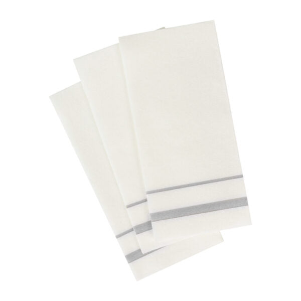 Premium Linen-Like Guest Towels with Gold/Silver Trim - 20-Pack White Bathroom Towels for Hotels, Spas, and Luxury Home Decor