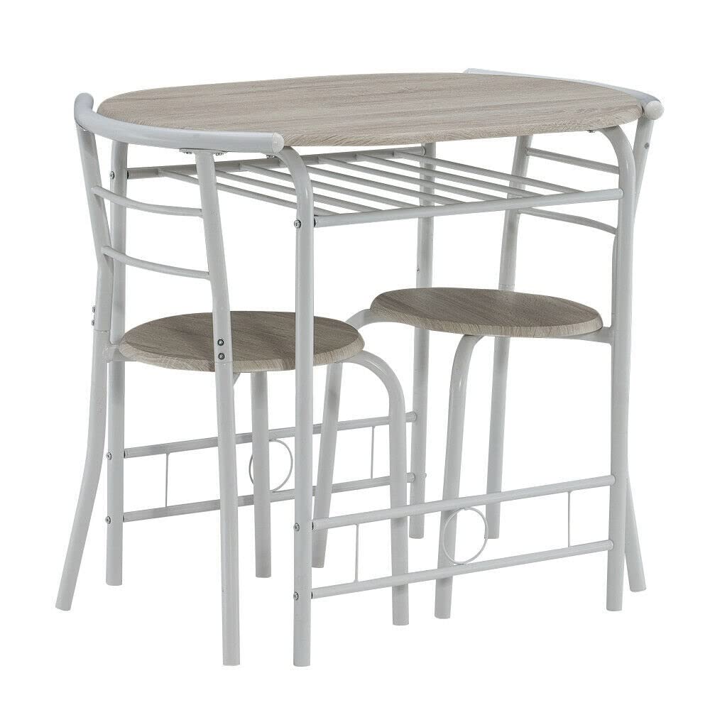 Guog 3-Piece Wooden Dining Set - White Kitchen Table with 2 Chairs for Breakfast Nook & Small Spaces | Perfect for Apartments, Condos & Cozy Kitchens