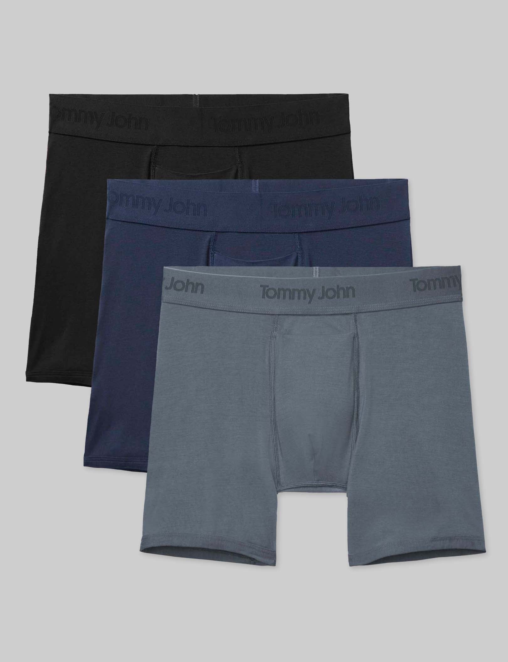 Second Skin Mid-Length Boxer Briefs for Men - 6 Pack (3 Pairs) - Ultra Soft Breathable Underwear for Everyday Comfort & Active Lifestyle