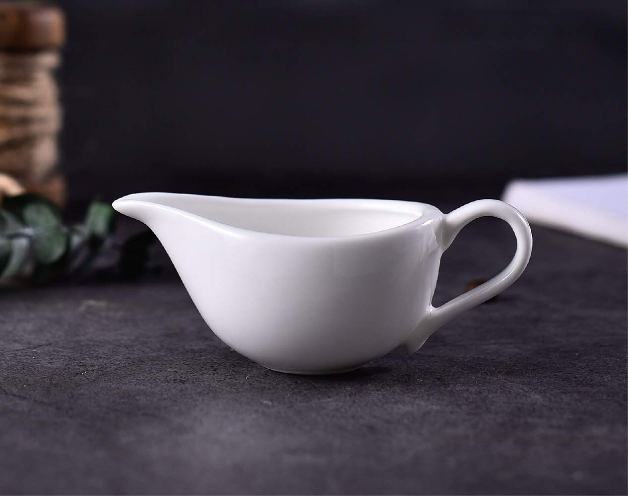 2-Pack White Ceramic Creamer Pitchers with Handle - Small Milk Pouring Jug for Coffee, Tea & Dessert Sauces - Perfect for Breakfast, Brunch & Afternoon Tea Service