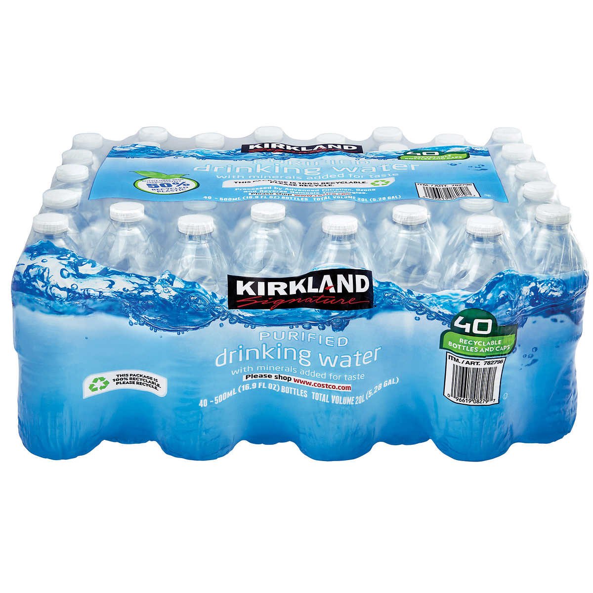 Kirkland Signature Purified Drinking Water Bottles, 16.9 oz (40-Pack) - Hydration for Home, Office & Outdoor Activities
