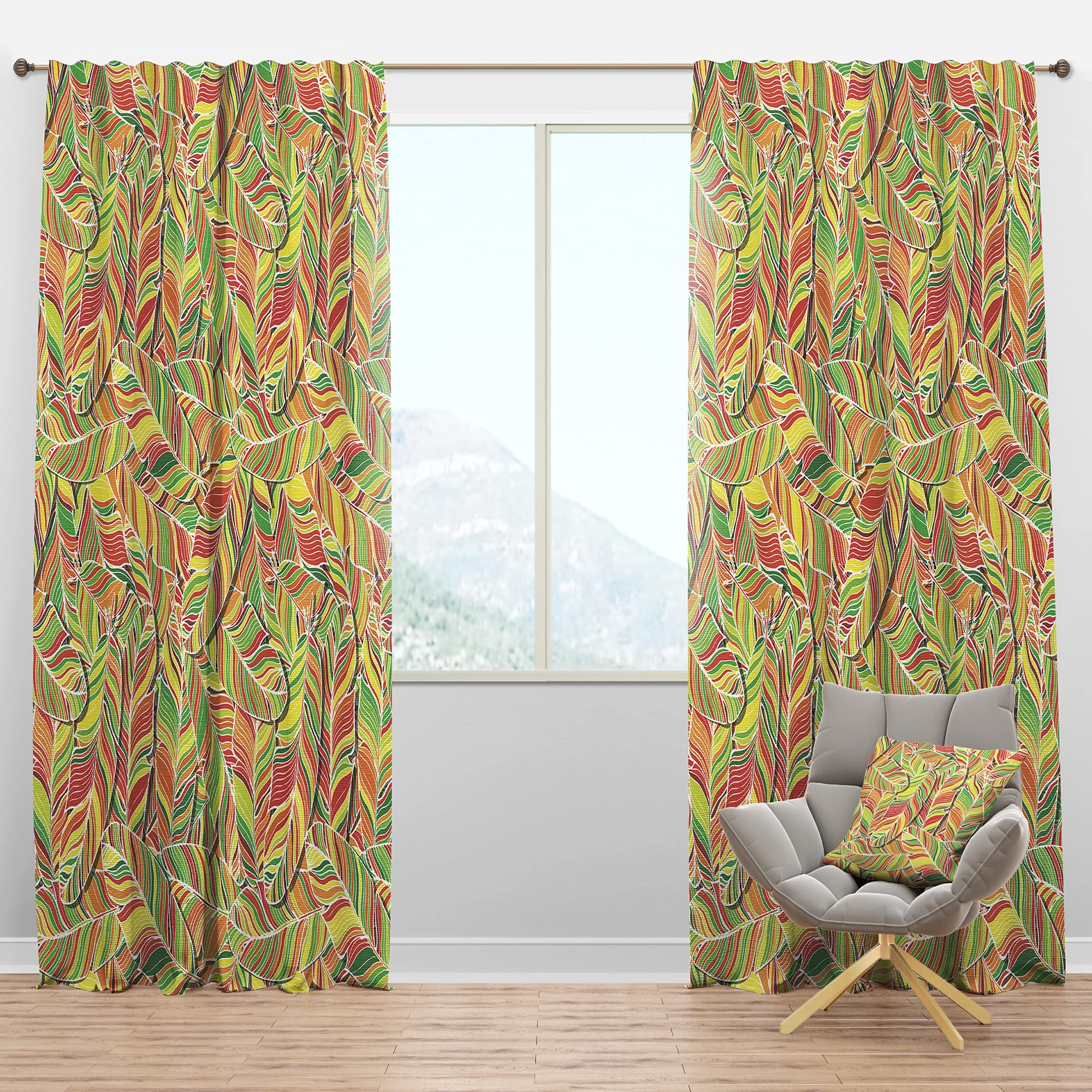 DesignQ Blackout Curtains 'Brightly Colored Feathers' - Thermal Insulated Single Panel (52x84 inches) for Bedroom & Living Room - Blocks Light & Noise, Perfect for Home Theater, Nursery, and Shift Workers