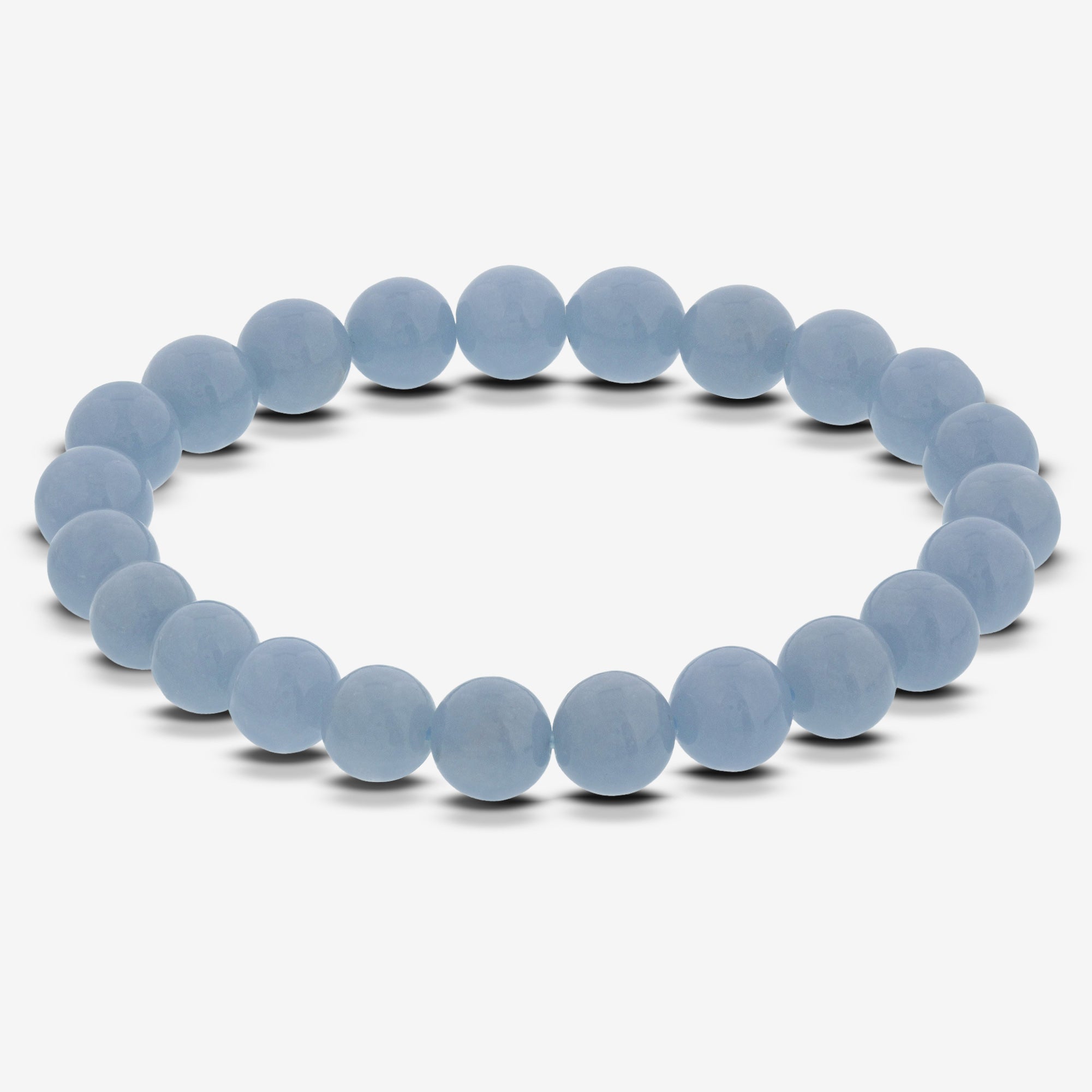 8mm Angelite Gemstone Round Bead Handmade Stretch Bracelet for Women - Healing Crystal Jewelry for Stress Relief, Meditation & Spiritual Balance