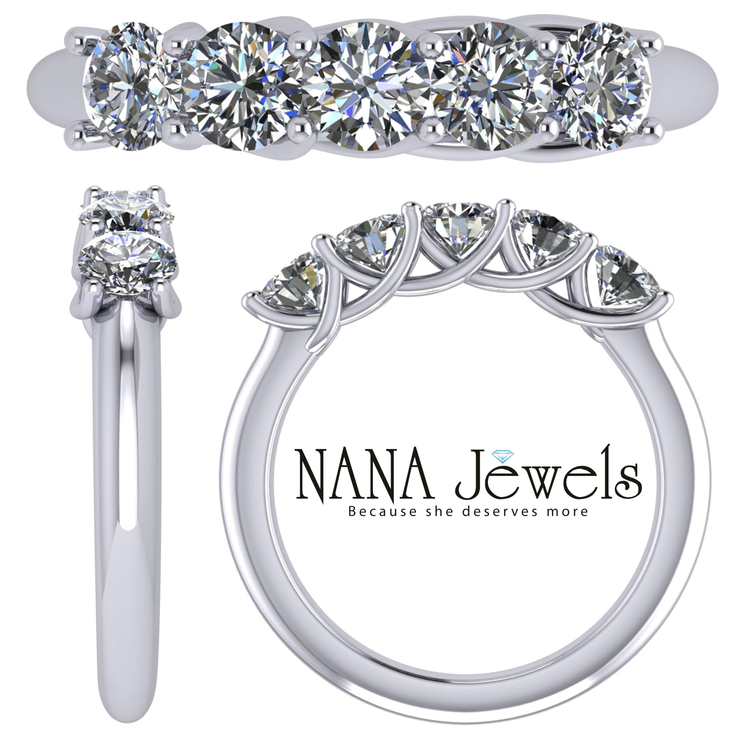 NANA Simulated Diamond Wedding Ring for Women - 1.00ctw Cubic Zirconia Bridal Band in Sterling Silver/10K/14K Gold - Perfect for Engagement, Anniversary & Special Occasion Jewelry Gift