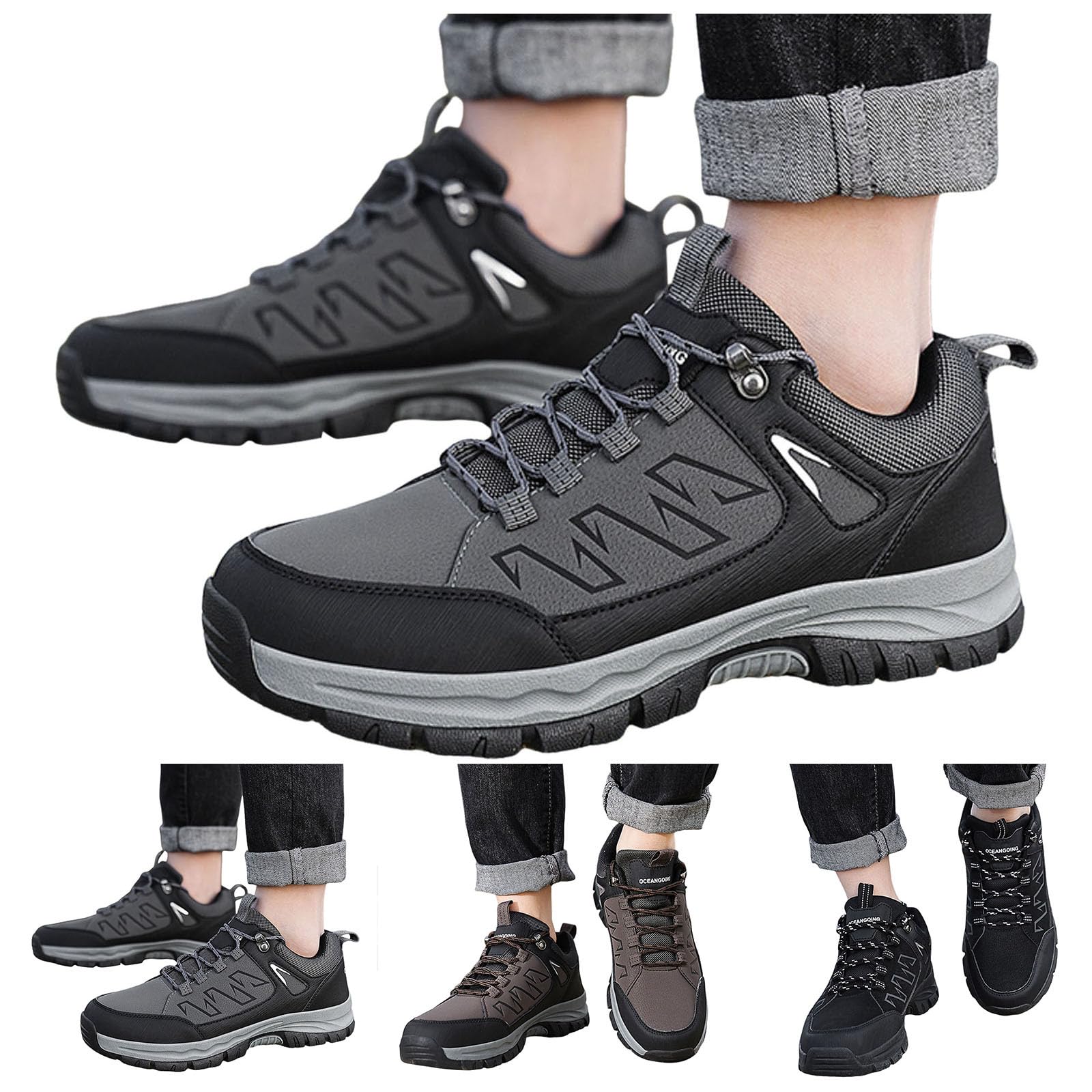 **Men's Waterproof Hiking Shoes - Lightweight Trekking & Running Shoes for Outdoor Fitness, Trail Walking & Camping Adventures**