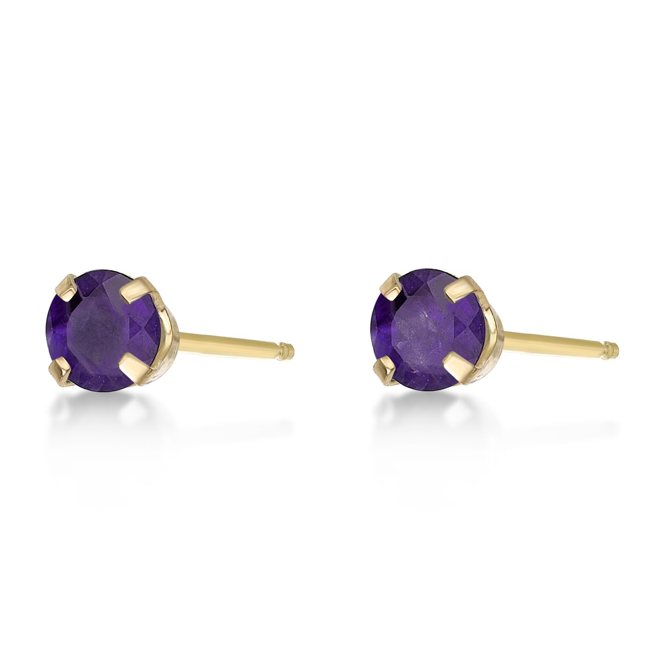 14K Yellow or White Gold Natural Gemstone Round Stud Earrings for Women - 5mm Push Back Birthstone Jewelry by Lavari Jewelers | Perfect Gift for Birthday, Anniversary & Everyday Elegance