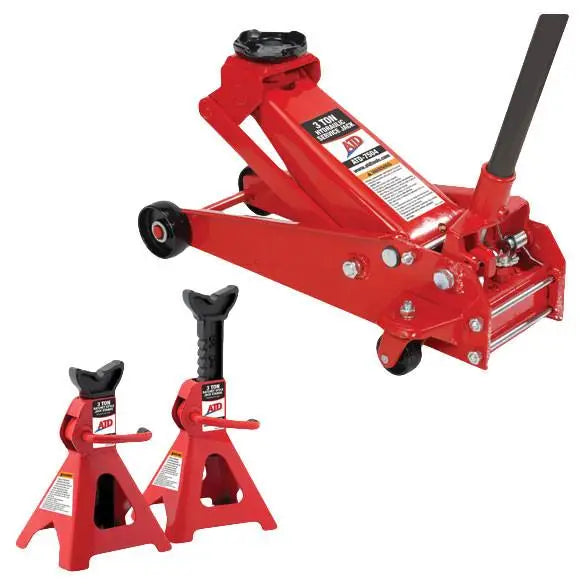 3 Ton Heavy Duty Hydraulic Floor Jack with 3 Ton Jack Stands - Ideal for Car Lifting, Tire Changes & Auto Repairs