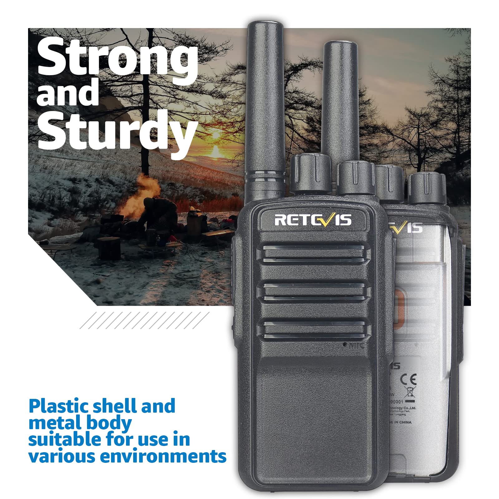 Retevis NR10 Heavy Duty Walkie Talkies (10 Pack) - AI Noise Canceling 2 Way Radios with VOX, 1200mAh Battery & USB Charging Base - Ideal for Factory, Warehouse, Construction Site & Outdoor Adventures
